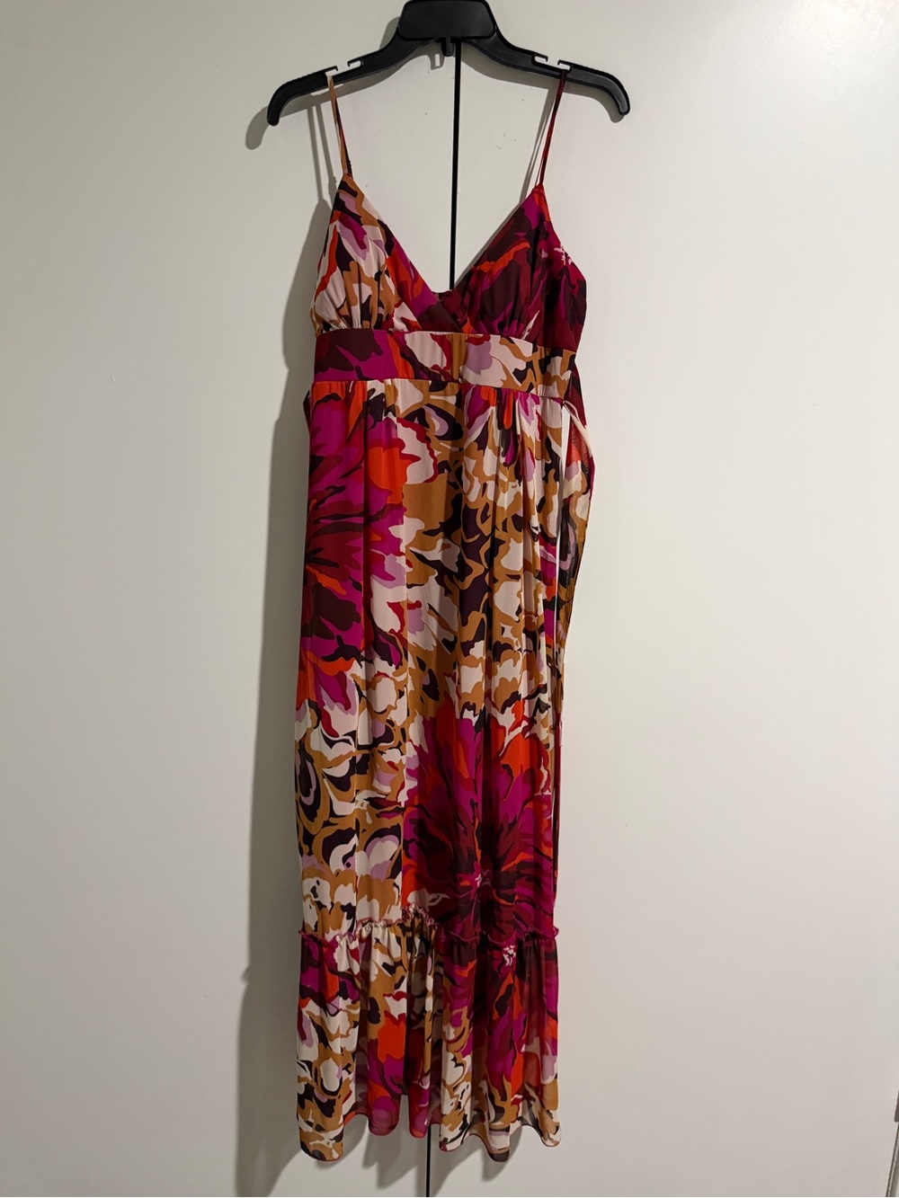 Bisou Bisou Fuchsia and Tan Floral Maxi Dress